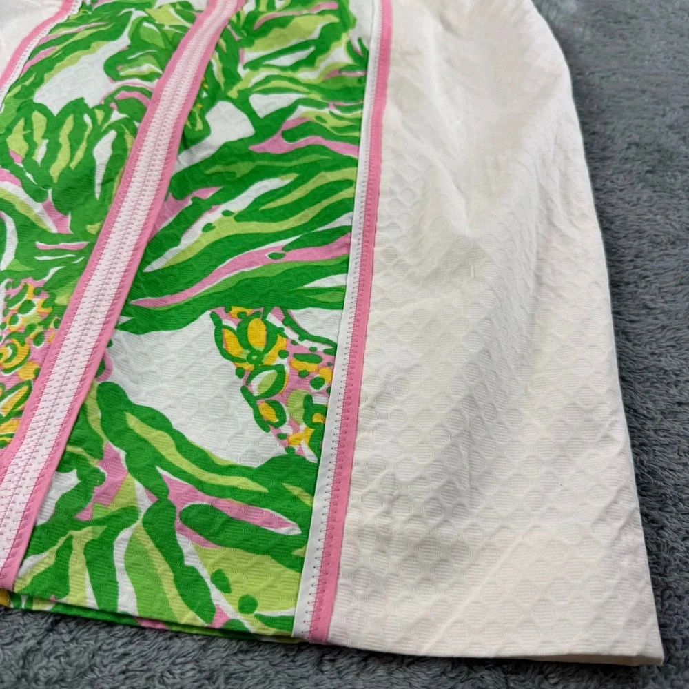Lilly Pulitzer Angela Dress Seeing Pink Elephants White Pique Strapless Size 2 - Picture 4 of 13